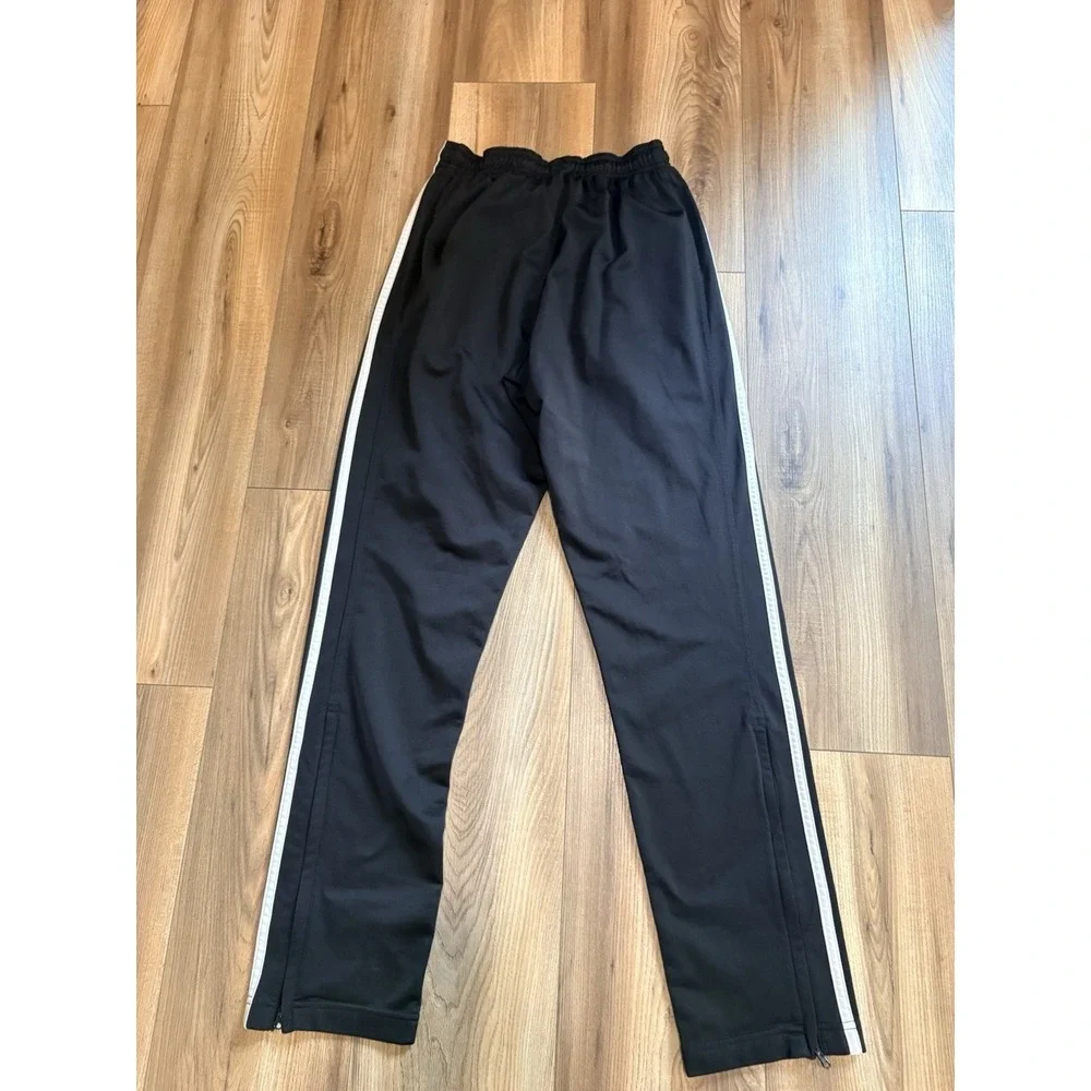 Adidas Athletic Pants Track Sweatpants Black Men's Small White Stripes Leg Zip